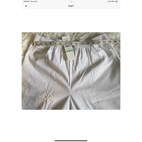Alfred Dunner Women White Classic Straight Pull On Elastic Waist Pants Sz 8 NEW - Picture 5 of 7